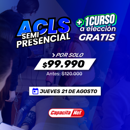 CURSO DE ACLS SEMIPRESENCIAL (21/08/2025) + CURSO A ELECCIÓN – EN SANTIAGO