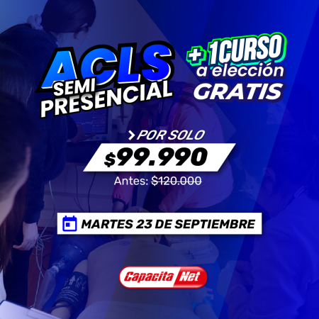 CURSO DE ACLS SEMIPRESENCIAL (23/09/2025) + CURSO A ELECCIÓN – EN SANTIAGO