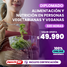 Diplomado en nutrición vegetariana y vegana online 320 horas con certificación SENCE