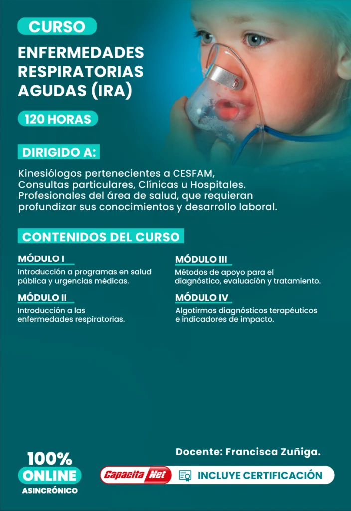 Curso online de infecciones respiratorias agudas en niños (IRA) de 120 horas, formación certificada en atención primaria en Chile