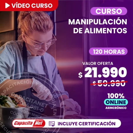 portada de curso online de manipulación de alimentos 120h certificado SENCE