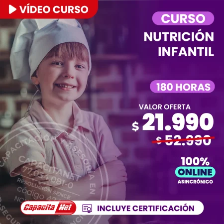 Portada de Curso online de nutrición infantil con certificación profesional de 180 horas