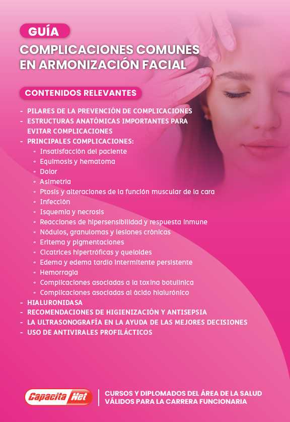 Guía de complicaciones comunes en armonización facial online asincrónico