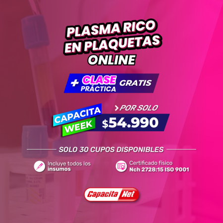 Plasma rico en Plaquetas 42 hrs + 1 Clase práctica gratis
