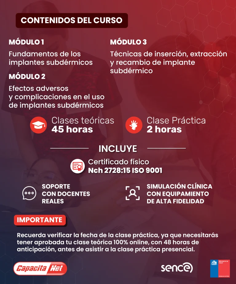 descripción del curso Implanon semipresencial Santiago