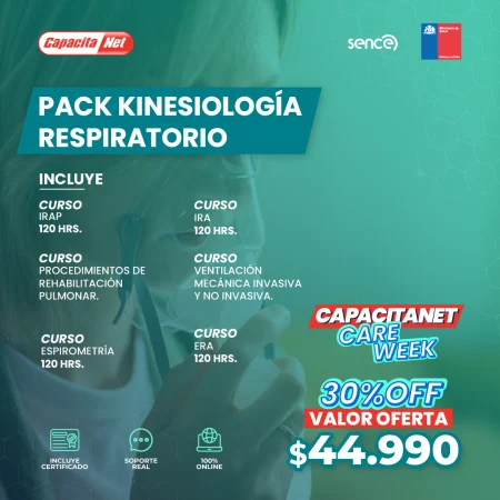 flyer producto pack kinesiología respiratorio integral cursos online care week